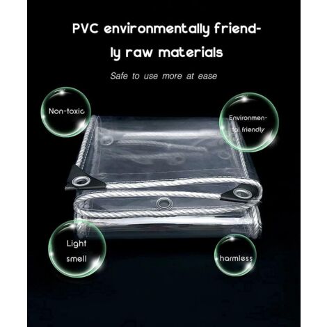 BeGrit Transparente PVC Plane – 1,2x1,8 M, Wasserdicht, Mit Ösen – Für Terrasse, Gewächshaus, Camping