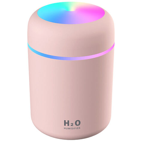 Luftbefeuchter, Mini-Ultraschall-Luftbefeuchter mit 2 einstellbaren Nebelmodi, automatischer Abschaltung und buntem Nachtlicht, tragbarer USB-Luftbefeuchter für Auto, Zuhause, Büro, Schlafzimmer (Rosa