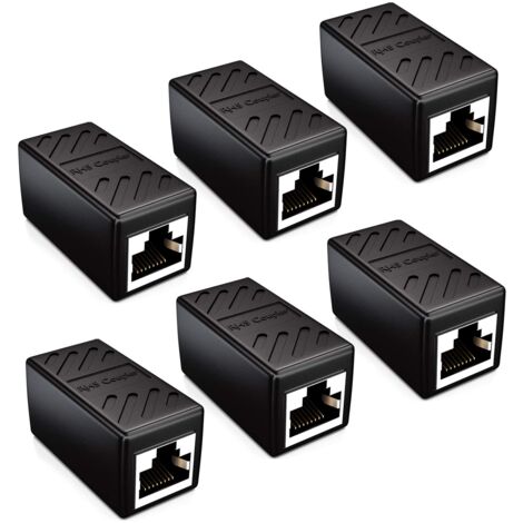 Koppler Kabelstecker Netzwerkkabel Patchkabel Ethernetkabel geschirmter Modularadapter 2x RJ45 Buchse DSL LAN schwarz