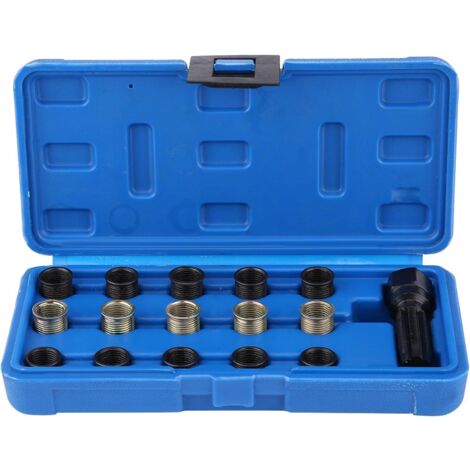 Zündkerzengewinde-Reparatur-Werkzeugsatz, 16-teilig, 14 mm x 1,25 M16-Hahn mit Koffer, tragbarer Zündkerzen-Helicoil-Satz, Zündkerzengewinde-Reparatur, Nachfädeln, Zündkerzen-Reparatursatz (1/5)