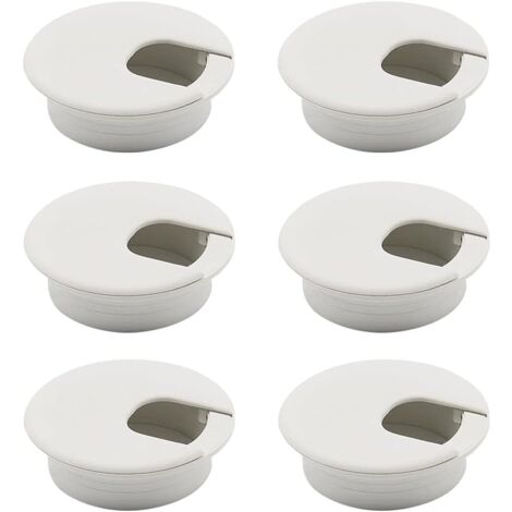 Schreibtisch-Kabeltülle, 6 Stück, weiße Kabeltülle, runde versenkte Kabeltülle, Kabellochabdeckung, Schreibtisch-Kabeltülle, Schreibtisch-Kabeltülle, weiße Kabeltülle