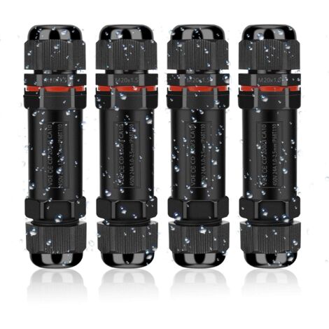 Wasserdichter elektrischer Anschluss IP68, elektrischer Kabelverbinder für den Außenbereich, wasserdichte Anschlussdose 3 Drähte, wasserdichte Domino-Anschlussdose für Kabel Ø 4 bis 12 mm (4 Stück) (1/5)