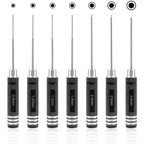 7-teiliger Sechskantschraubendreher-RC-Schraubendreher-Werkzeugsatz (0,9 mm, 1,27 mm, 1,3 mm, 1,5 mm, 2,0 mm, 2,5 mm, 3,0 mm) für RC-Modellhubschrauber (1/5)