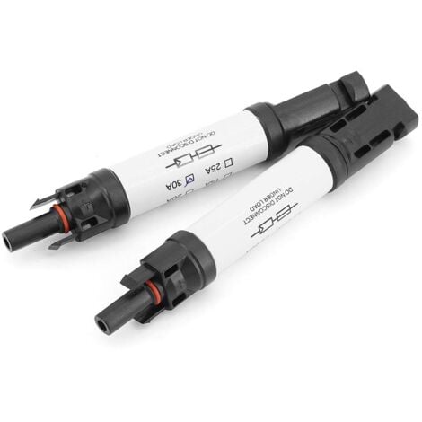 MC4-Stecker mit Sicherung, 30 A Sicherung, Solarpanel-Stecker MC-4 Stecker/Buchse, PV-Solarenergie-Kabeladapter für Solar-Photovoltaik-Adapter (30 A)