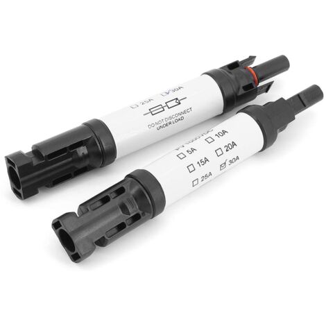 MC4-Stecker mit Sicherung, 30 A Sicherung, Solarpanel-Stecker MC-4 Stecker/Buchse, PV-Solarenergie-Kabeladapter für Solar-Photovoltaik-Adapter (30 A)