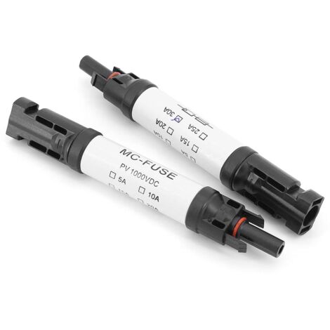 MC4-Stecker mit Sicherung, 30 A Sicherung, Solarpanel-Stecker MC-4 Stecker/Buchse, PV-Solarenergie-Kabeladapter für Solar-Photovoltaik-Adapter (30 A)