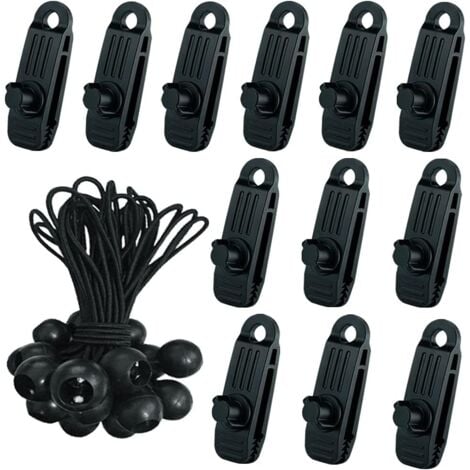 24 Stück PlanenZeltClip mit 12 x Planenklemme und 12 x elastischem