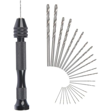 Mini-Handbohrmaschine, Spiralbohrer + 25 Mikro-Akku-Spiralbohrer, Aluminium-Schraubstock, Drehwerkzeuge, Spiralbohrer, verstellbar, Brandmalerei, für Zuhause, Kunststoff, Loch, Kupfer (1/3)