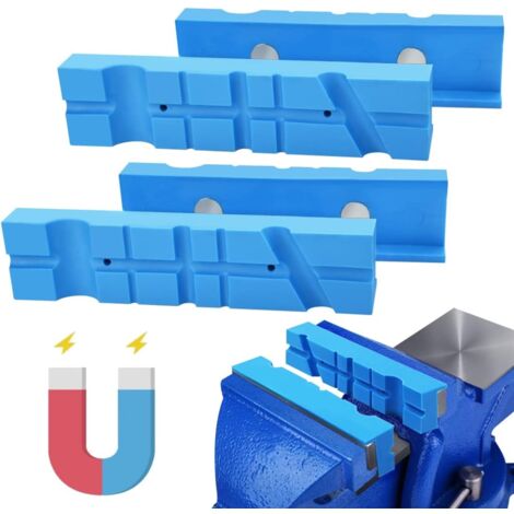 2 Stück TPU magnetischer Schraubstockschutz, weicher Schraubstockbackenschutz, blau, magnetischer Schraubstockbackenschutz für Schraubstockvorrichtungen, Bohrmaschinen, Fräsmaschinen (14 x 3,6 x 3,2 c