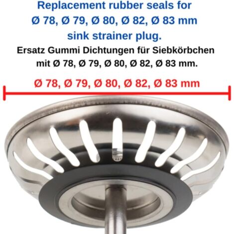 4 Gummi-Abflussstopfen Set – Für Badewanne, Waschbecken & Küche, Dicht, Mit Ziehring