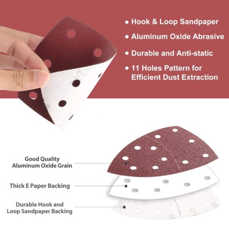 Klett Schleifpapier Set 60 Stück 60x Schleifpapier-Dreiecke 105x152mm, 11 Löcher – Körnungen 40-240, Für Bosch Deltaschleifer