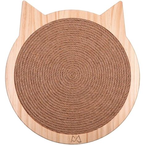 Katzenförmige Kratzmatte für Katzen, Kätzchen, wandmontiertes Sisal-Kratzbrett mit starkem Saugnapf, Massivholz-Katzenspielzeugmöbel