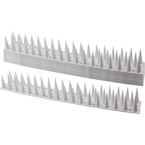 Vogelspikes, 14 Stück, Anti-Taubenspikes, 4,6 Meter, 3 Reihen, Kunststoff, Tierabwehr für Katzen, Spatzen, Fensterbänke, Dächer Weiß