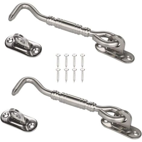 Kabinenhaken, 2 Stück, Edelstahl, Schuppenschloss, 15,2 cm, Torriegel für Tür, Fensterschloss, Silber (1/4)