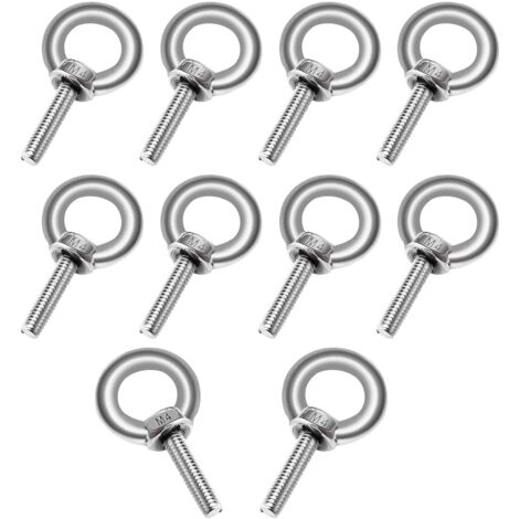 Packung mit 10 M410 304-Edelstahl-Ringschrauben – Hebering – ringförmiges Außengewinde. Marine-Gewichtsschrauben und verschiedene technische Hebegeräte (1/5)