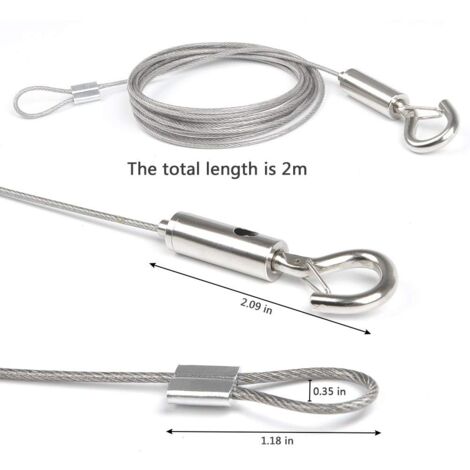 HASLED Edelstahlkabel-Set 4 Stück – 1,5 Mm Durchmesser, 2 M Länge, Verstellbar, Mit Schloss, Tragkraft 15 Kg