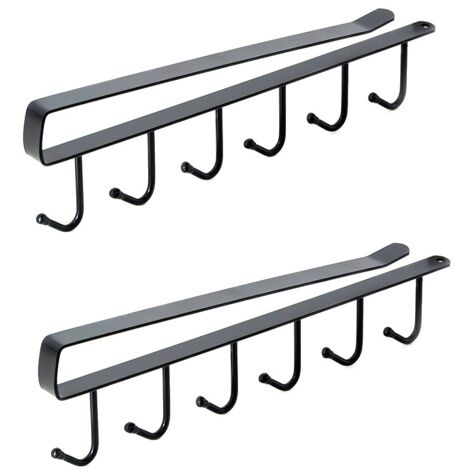 2er-Pack Aufbewahrungshaken für Tassen, Weinglas, Küchenutensilien, Gürtel und Schal, Haken zum Aufhängen unter dem Schrank ohne Bohren (26,5 cm, schwarz) (1/5)