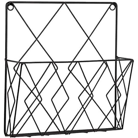 Wandmontierter Zeitschriftenständer, Zeitungs-Bücherregal, Aufbewahrungsregal, schwarzer Draht, Metallkörbe, Dekoration, Regal, Akten für Büro, Wohnzimmer, Schlafzimmer (1/5)