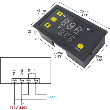 Produktbild von 2er-Pack W3230 Digitaler Temperaturregler 110–220V – LED, Wasserdichte Sonde, Heiz-/Kühlmodus, Für Kühlschrank & Inkubator