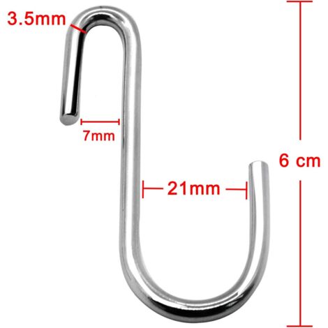 6x 8,9 Cm S-Haken Aus Edelstahl 304 – Robuster M8 Haken, Für Schmuck, Schlüssel & Vorhänge