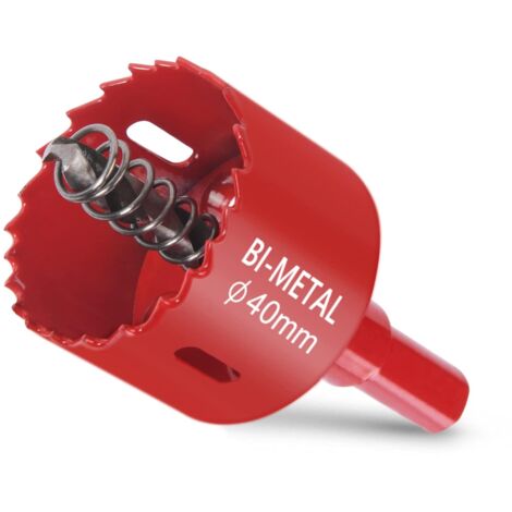 Bimetall-Lochsäge, Ø40-mm-Holzlochsäge, Lochsäge mit Sechskantadapter und Zentrierbohrer, zum Bohren von Kunststoff, PVC, Holz, Faserplatten, Weichmetall (1/5)