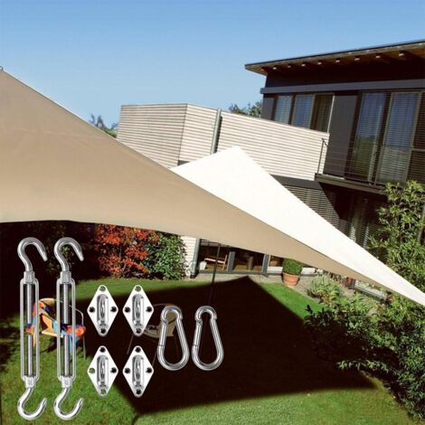 Dreieckiges, quadratisches und rechteckiges Sonnensegel-Befestigungsset,  304-Edelstahl-Schattenstoff-Befestigungszubehr-Set, Solar-Sonnensegel-Montageset  (12-teiliges Set)