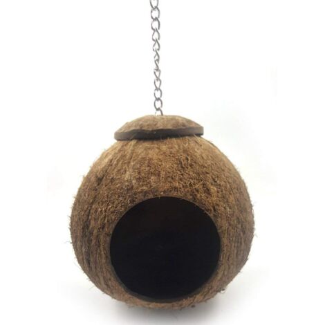 Vogelkäfig aus Kokosnussschale, Vogelhaus, Bett für Papageien, Sittiche, Sittiche, elegante Nymphensittiche, Sittiche, Kanarienvögel, Finkenkäfig, Hamster, Ratten, Rennmäuse, Mäusekäfig, Futterspender (1/5)