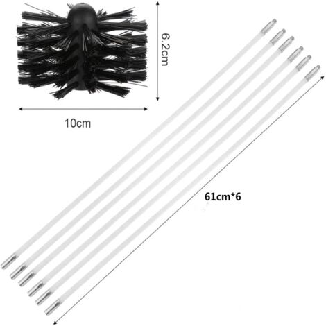 Schornsteinfeger Kehrbürsten Abflussstangen Set Schornsteinfeger Kehrbürsten Abflussstangen Set Kit Schornsteinreinigungs Set Nylon Reinigungswerkzeug Zubehör Mit 6/9/12/15/18 Flexiblen Stangen