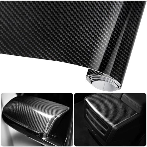 6D wasserdichte Autoaufkleberfolie aus Kohlefaser-Vinyl, selbstklebend, 3 m x 0,3 m, wasserfest, antihaftbeschichtet, für Auto, Computer, Smartphone-Hülle, Motorrad, Fahrzeug – Schwarz
