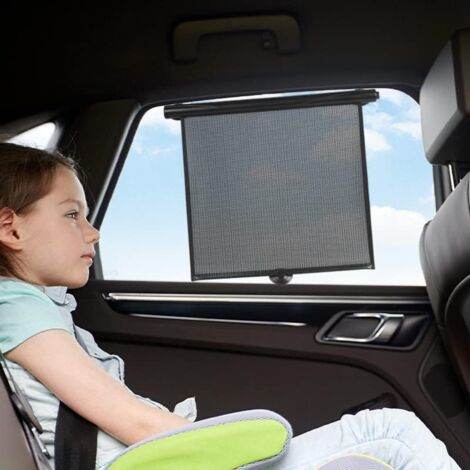 Auto-Sonnenschutz Zum Aufrollen – 2 Stück Mit Saugnäpfen, Schwarz, Für Seitliche Fenster