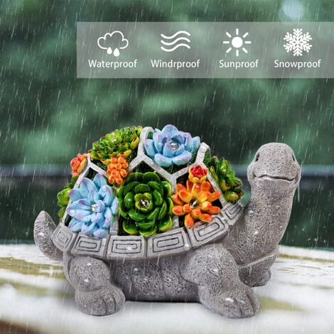 Solar-Schildkröte Gartenfigur – Mit 6 LED-Leuchten, Wetterfest, Ca. 20x18 Cm Für Terrasse & Beete