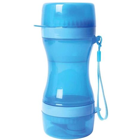 Katzennapf, Schüssel, Wasser, Flasche2 in 1 Wasserknabberzeug für Hunde und Katzen 610 ML Blau – Tragbar und leicht – Leicht zu transportieren für Reisen und Wandern