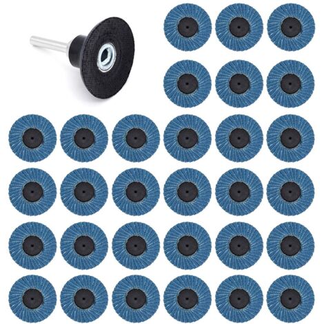 31 Pcs 2 Pouces 50mm Disques Abrasifs Disques à Lamelles 40Grit 60Grit 80Grit(bleu) (1/5)