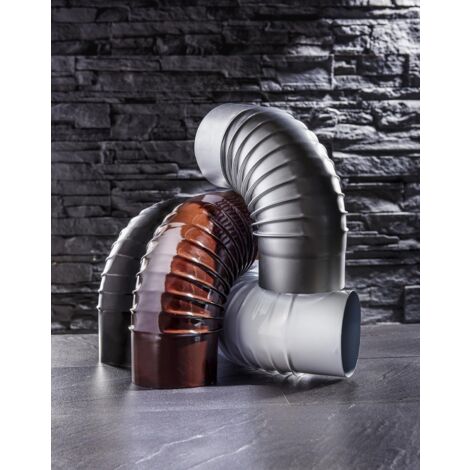 Kamino Flam Bogenknie 90° – Silber, Mit Reinigungstür, Ø 120 Mm