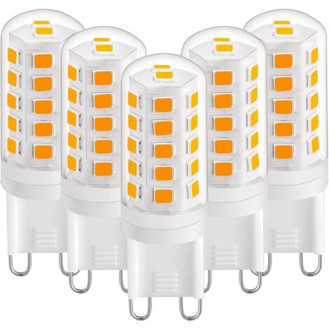 G9-LED-Leuchtmittel, 3 W, warmweiß 2700 K, G9-LED-Leuchtmittel, 420 lm, entspricht 28 W 40 W Halogenbirne, G9 LED-Maisbirnen für Schreibtischlampe, flimmerfrei, AC 220–240 V, 5 Stück