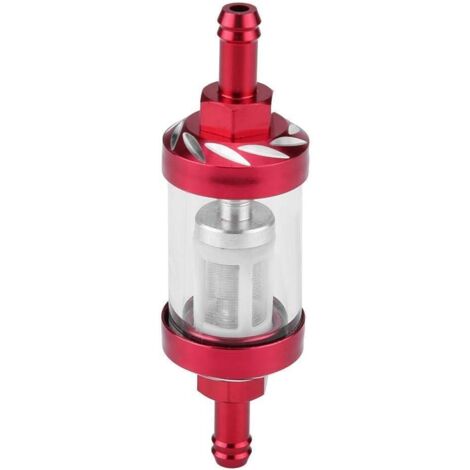 Motorrad-Kraftstofffilter aus Metall, Glas, 8 mm, Gewindewechsel, rot (1/5)