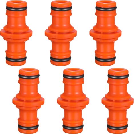 6 Stück Rohrverbinder mit doppeltem Außengewinde zum Verbinden von Gartenschläuchen (Orange) (1/5)