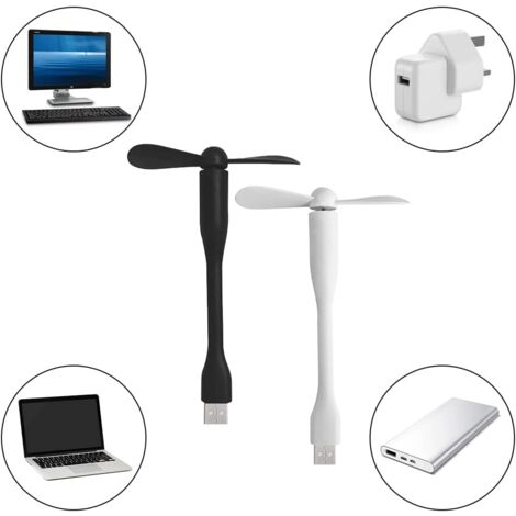 ELUTENG Double ventilateur PC USB 80 mm avec 3 vitesses réglables 8 cm - USB 2 en 1 - Mini ventilateur de PC avec grille en métal - 5 V - 2700 tr/min