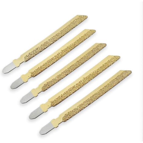Diamant-Stichsägeblätter für Granit, Marmor, Keramik, Ziegel, Kunststoff, 100 mm, hochwertiges professionelles Vakuum-Trennscheiben-Set, 5-teilig, Gold (1/4)