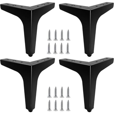 Set mit 4 15 cm langen Möbelbeinen aus schwarzem Metall, langlebigen Sofafüßen, Couchtischbeinen, Tischbeinerhöhung. Ermöglicht das Aufstellen oder Ersetzen von Nachttischen, Sofas, TV-Möbeln und Sess
