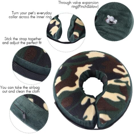 Weiches Halsband fr groe, mittelgroe und kleine Hunde, Halsband nach  Operationen, aufblasbares Katzenhalsband mit verstellbarer Schnalle,  Camouflage, L