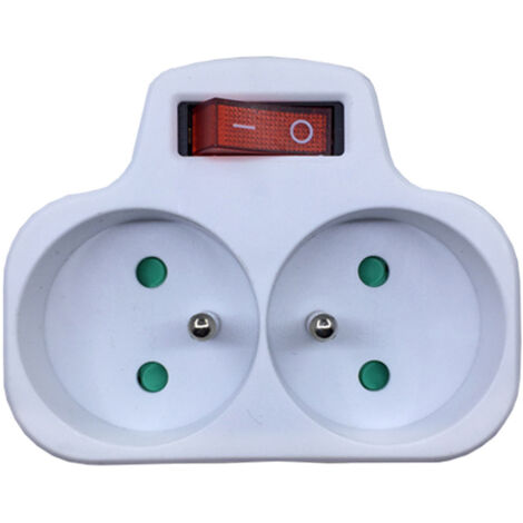 Steckdosen mit Schalter, 2-in-1-Steckdosenleiste mit Stecker, elektrische Wandsteckdose, ideal für Schlafzimmer, Heimbüro, 16 A, 230 V, Weiß