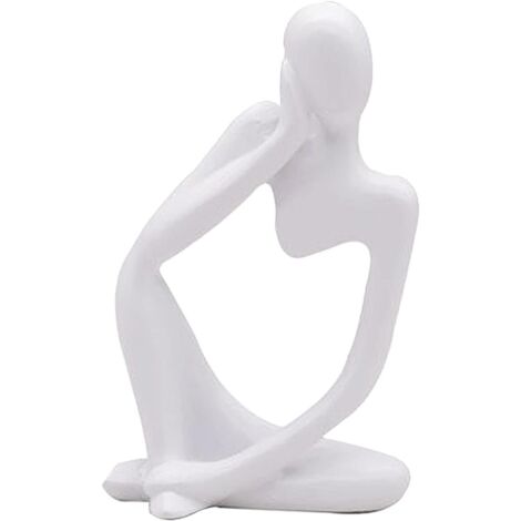 Die Denker-Statue, Harz-Denker-Skulptur, abstrakte Statue, moderne Charakterfiguren, Heimdekoration, Büro, Schreibtisch, Ornament, Geburtstagsgeschenke, weiß, links (1/5)