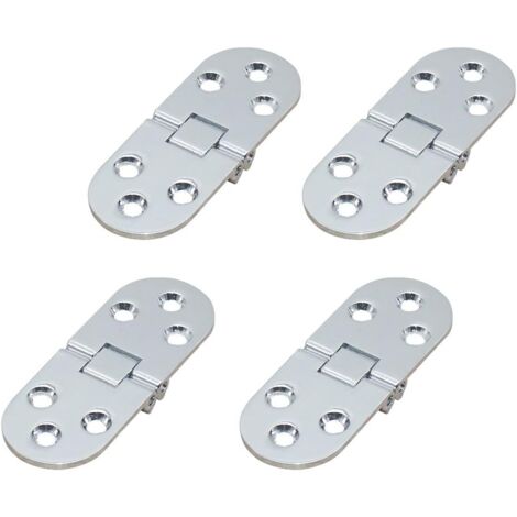4 Stück Klapptischscharniere, flache Tür, faltbare Schrankscharniere, Zinkmetall, runde Kante, Nähmaschine, Klapptisch, Möbel, Klappregal, Scharnier, für Möbel, Schränke (Silber)