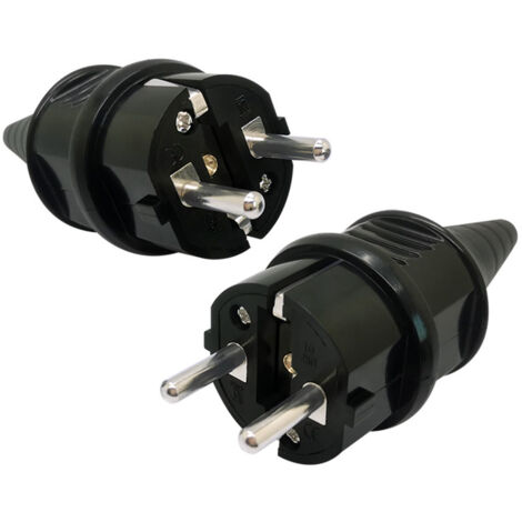 16A-Kabelstecker, zwei runde französische Stecker, schwarz (1/5)