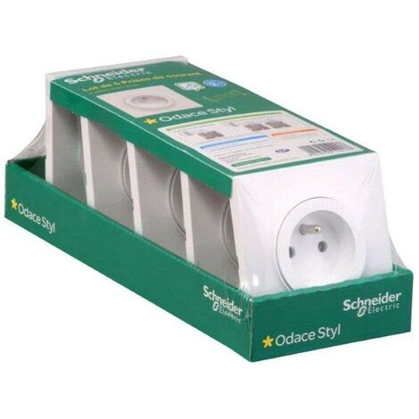 Schneider Electric – Lot de 5 prises 2P+T avec plaque de finition blanc – Connexion rapide – Intensité 16A – Tension 250V – Fixation à vis