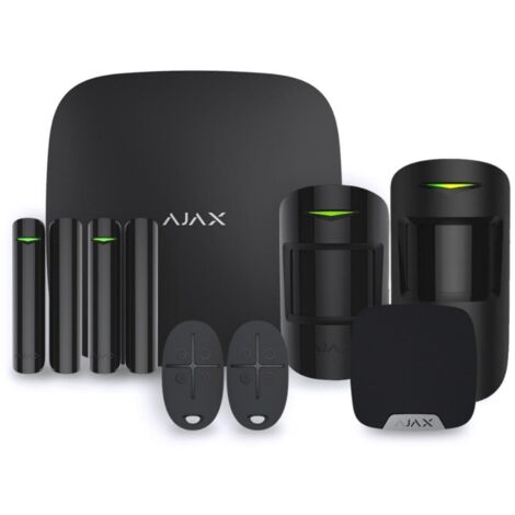 Ajax – Alarme maison Hub 2 Noir – Kit complet avec centrale et détecteurs – Détecteur de mouvement avec caméra – Sirène intérieure
