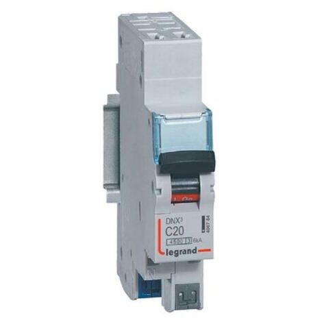 Legrand – Disjoncteur unipolaire 20A courbe C – Bornes automatiques – Tension 230V – Pouvoir de coupure 6kA – 1 module – 406784