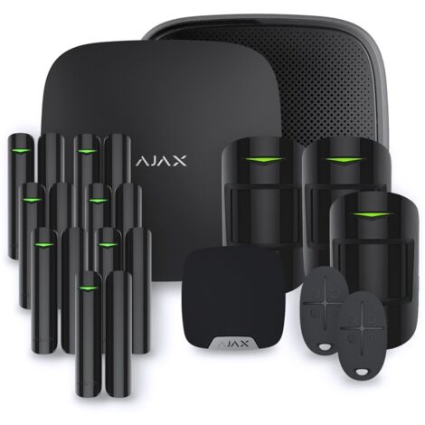 Ajax – Alarme maison Hub 2 Noir – Kit 7 zones – Portée sans fil jusqu'à 2000 m – Alimentation 110-240 V – Connectivité Wi-Fi et Ethernet