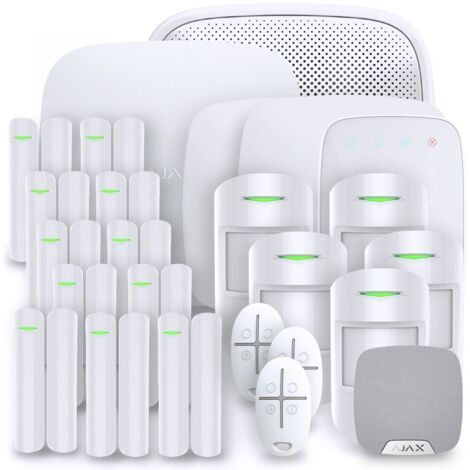 Ajax – Alarme maison Hub 2 Blanc – Kit complet avec 11 détecteurs – Alimentation secteur – Protection contre intrusions et incendies